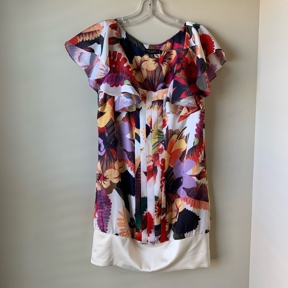 NWOT Ted Baker Floral A Line Dress Sz 2